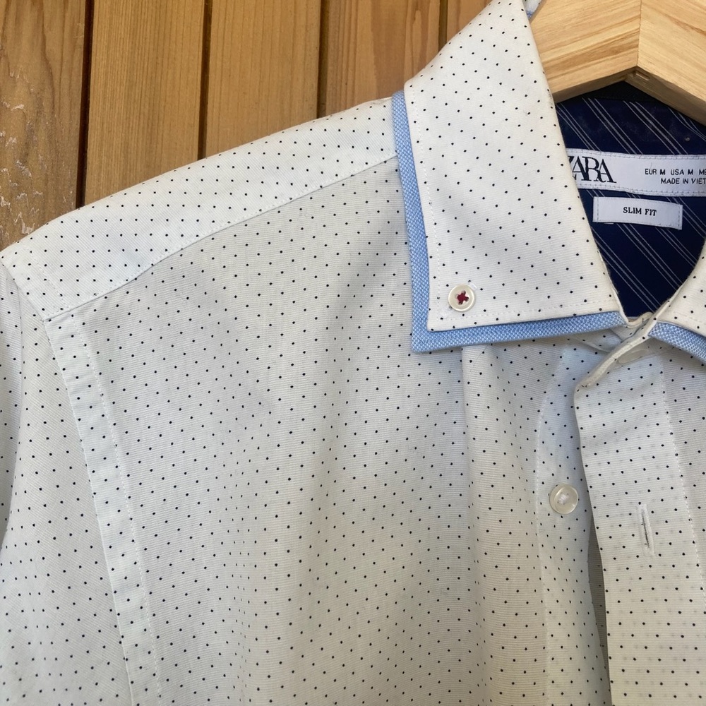 Zara small dot long sleeve buttondown shirt - Picture 2 of 7
